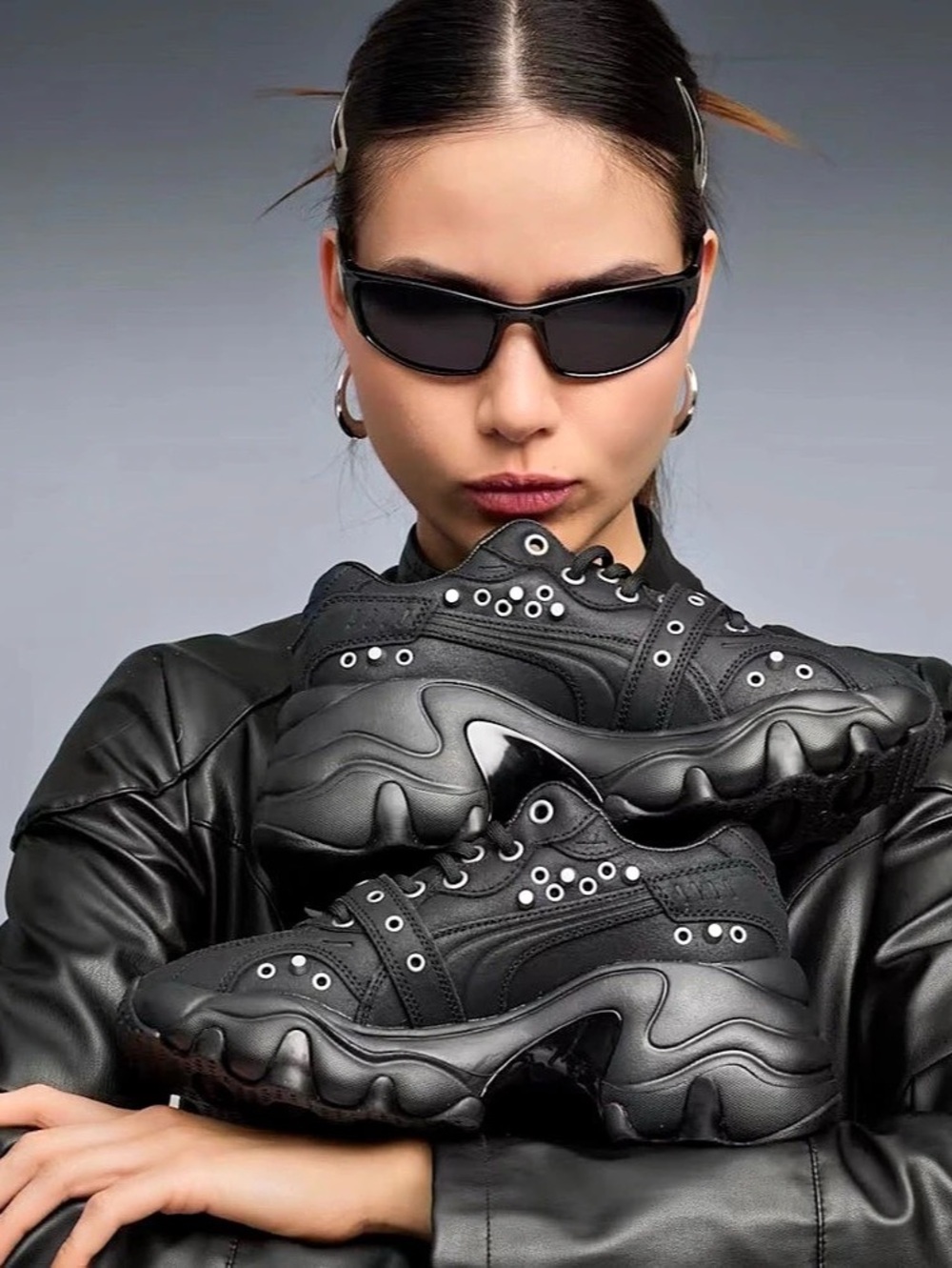 Puma Pulsar Wedge Black Claw Black Platform Sneakers